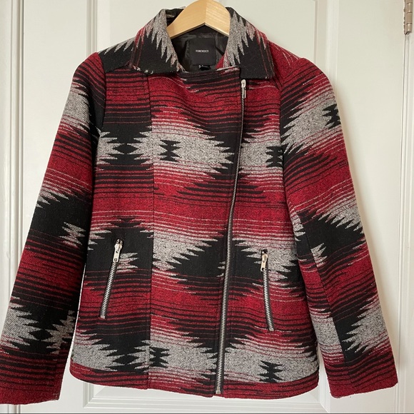 Forever 21 Tribal Print Pea Coat - Picture 2 of 5